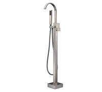 MRKU Shower System, Tub Filler Black Floor Mount Single Handle Bathroom Taps with Hand Luxury
