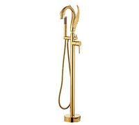 MRKU Single Handle Floor Mount Tub Filler Brass Freestanding Bath Taps with Handheld Shower 360°