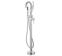 MRKU Single Handle Floor Mount Tub Filler Brass Freestanding Bath Taps with Handheld Shower 360°