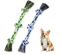 Mrltau 2 Pack 3 Knots Puppy Rope Toy, Heavy Duty Rope Toys for Dogs, 100% Cotton Dog Toys for Small Medium Dogs, Tug of War Teeth Cleaning Indestructible Dog Toys