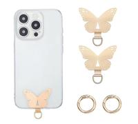 Mrltau 2 Pcs Butterfly Phone Chain Holder, Phone Lanyard Patch, Phone Tethering Tab for All Full-Phone Cases, Phone Security Patch Pads, Phone Chain Pads