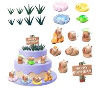 Mrltau 20 PCS Capybara Birthday Decor, Mini Capybara Cake Decor, Pufferfish Capybara Items, Party Supplies Capybara Animal Plants, Capybara Figures, Capybara Toys