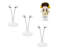 Mrltau 3 PCS Adjustable Doll Stander for 15/17 cm Vinyl Plush Doll, Keychain Dolls with Clothes Display Standing Support, Metal Holder, Metal Bracket with a Stable Base(White)