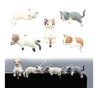 Mrltau 5 Pcs Cute Mini Cat Figures, Car Interior Decoration, Multi-colored, PVC, Whimsical