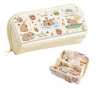 Mrltau 8-Layer Large Pencil Case, Aesthetic Capybara Pouch Gift for Girls Boys - Cute Big Stationery