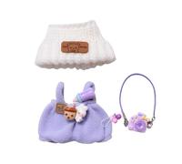 Mrltau Cute Baby Casual Stile Clothes For Vinyl Plush Toy Keychain Doll, With Knitted Beanie & Plush Overalls & Camera Deco, Outfit Accessories for Vinyl Plush Toys Blind Box(purple)
