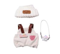 Mrltau Cute Baby Casual Stile Clothes For Vinyl Plush Toy Keychain Doll, With knitted beanie & Plush Overalls & Camera Deco, Outfit Accessories for Vinyl Plush Toys Blind Box(white)