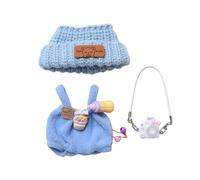 Mrltau Cute Baby Casual Stile Clothes For Vinyl Plush Toy Keychain Doll, With Knitted Beanie & Plush Overalls & Camera Deco, Outfit Accessories for Vinyl Plush Toys Blind Box(blue)