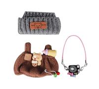 Mrltau Cute Baby Casual Stile Clothes For Vinyl Plush Toy Keychain Doll, With Knitted Beanie & Plush Overalls & Camera Deco, Outfit Accessories for Vinyl Plush Toys Blind Box(black)