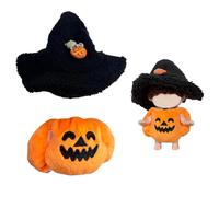 Mrltau Cute Pumpkin Clothes and Witch Hat for a Spooky Halloween Dressed-Up Look, Fashion Handmade Accessories for 15/17 cm Vinyl Plush Doll