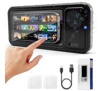 MRLTOP Waterproof Shower Phone Holder with Bluetooth Speaker IPX5 Bathroom Phone Mount 360 Rotatable Suction Cup Wall Mount Universal Compatibility