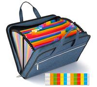 MRLUK Accordian File Organizer with Handle,26 Pockets Expanding File Folder, Portable Cloth Document Organizer Accordion File Keeper for Letter Size / A4 File, for Office, School-(Teal)