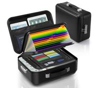 MRLUKwin Fireproof Document Box with Lock, Hard-Shell Case File Organizer with Accordion File Folder, Multi-Layer Portable Home Office Travel Safe Box for Important Documents& Valuables (Black)