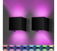 MRLZLT Outdoor Wall Light Dimmable IP65 Waterproof Garden Ambient Lights WiFi APP Control Modern Aluminium LED Wall Lamp Up and Down Lighting 3000K+ RGB Color Change for Outside Indoor Sconce (2 Pack)