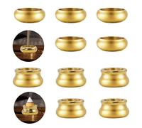 MrMrKura 12 Pcs Brass Incense Burner Holder, Mini Copper Incense Stick Holder Gold Cone Incense Holder for Yoga Meditation Indoor Outdoor Home Decor