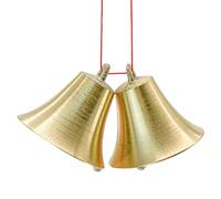 MrMrKura 2 Pieces 2 Inch Vintage Brass Hanging Bell for Door Knob, Polished Brass Cowbell Small Bell with Hanging Loop for DIY Elephant Dog Decoration Bells for Christmas Tree, Garden