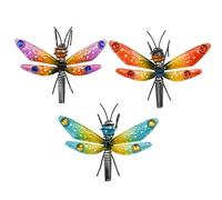 MrMrKura 3pcs Dragonfly Decorations for Flower Pots, Colorful Metal Hanging Dragonfly Ornaments Plant Decorations Pot Huggers for Garden Yard Fence Outdoor Decor (17.5 * 13 * 5cm, 3, Dragonfly)
