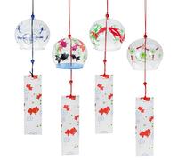 MrMrKura 4 Pcs Japanese Wind Chimes, Glass Goldfish Wind Chimes with Label for Outside Decorative Wind Bells Pendants for Indoor Garden Backyard Home Decor (Goldfish)