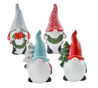 MrMrKura 4pcs Miniature Gnomes Fairy Resin Statues Mini Dwarf Figurine, Garden Gnomes Christmas Decorations Micro Landscape Ornaments for Outdoor Indoor Patio Yard Lawn