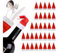 MrMrKura 50 PCS Silverware Bags Santa Hat Silverware Sleeves Pouch for Christmas Table Decor Party Decorations Indoor, Silverware Organizer for Christmas Dinnerware