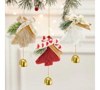 MrMrKura 9 Pcs Gold Jingle Bells, Christmas Bow with Bells Plush Pendant Decorative Hanging Ornaments for Indoor Outdoor Home Car Bag Party Decor (3)