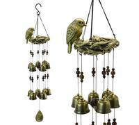 MrMrKura Bird Nest Wind Chime, Bird WindChimes with 12 Bells for Glory Mothers Love Gift Decorative Hanging Bells for Outdoor Garden Backyard Home Decor