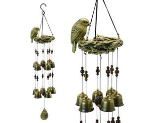 MrMrKura Bird Nest Wind Chime, Bird WindChimes with 12 Bells for Glory Mothers Love Gift Decorative Hanging Bells for Outdoor Garden Backyard Home Decor