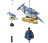 MrMrKura Bird Wind Chimes, Cardinal Wind Bell Pendent for Glory Mothers Love Gift Hanging Wind Chime with Feather Ornament for Bless Garden Backyard Home Decor (Blue)