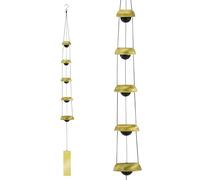 MrMrKura Copper Wind Chimes for Outside, Temple Wind Chimes with 5 Bells Feng Shui Wind Bell Pendent Memorial Windchimes for Home Garden Patio Backyard Decor (Brass)