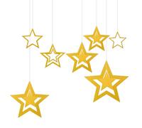 MrMrKura Glitter Gold Star Garland Decorations, 21Pcs Hanging Twinkle Little Star Christmas Decorations for Christmas Birthday Baby Shower Engagement Wedding Nursery Home Bedroom (Gold)