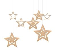 MrMrKura Glitter Gold Star Garland Decorations, 21Pcs Hanging Twinkle Little Star Christmas Decorations for Christmas Birthday Baby Shower Engagement Wedding Nursery Home Bedroom (Champagne)