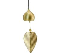 MrMrKura Gold Leaf Hanging Bell Decorative Bell for Good Luck, Hanging Wind Chime Ornament Window Home Decor Chinese Feng Shui Bells (1, teardrop shape)