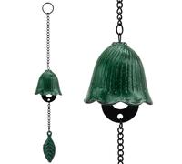MrMrKura Japanese Leaf Wind Chimes, Small Wind Bell Pendent for Outside Hanging Cast Iron Wind Chime Ornament for Bless Garden Backyard Home Decor (Green)