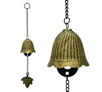 MrMrKura Japanese Leaf Wind Chimes, Small Wind Bell Pendent for Outside Hanging Cast Iron Wind Chime Ornament for Bless Garden Backyard Home Decor (Bronze)
