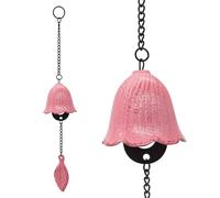MrMrKura Japanese Leaf Wind Chimes, Small Wind Bell Pendent for Outside Hanging Cast Iron Wind Chime Ornament for Bless Garden Backyard Home Decor (Pink)