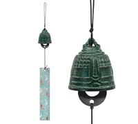 MrMrKura Japanese Wind Chime, Cast Iron Wind Bell for Outside Hanging, Decorative Blessing Bell for Garden Backyard Home Decor (Green)