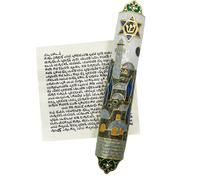 MrMrKura Mezuzah with Scroll for Door, Enamel&Zinc Alloy Blessing Mezuzah Case for Door, Colored Painted Mezuzha Scroll Kosher for Jewish Gifts/Jewish Decor, Christmas (Mutil Color)