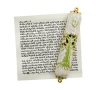 MrMrKura Mezuzah with Scroll for Door, Enamel&Zinc Alloy Blessing Mezuzah Case for Door, Colored Painted Mezuzha Scroll Kosher for Jewish Gifts/Jewish Decor, Christmas (Green)