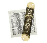MrMrKura Mezuzah with Scroll for Door, Metal Mezuzah Case with Messianic Seal for Hebrew Home Blessing, Jewish Gifts, Jewish House Warming Decor, Christmas, Easter (Black)