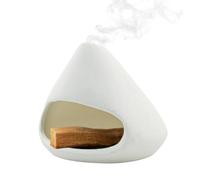 MrMrKura Palo Santo Holder Ceramic Incense Burner Holder Sage Holder for Burning, Ash Catcher Mini Chiminea Unique Home Decor for Meditation/Yoga (White)