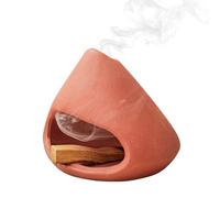 MrMrKura Palo Santo Holder Ceramic Incense Burner Holder Sage Holder for Burning, Ash Catcher Mini Chiminea Unique Home Decor for Meditation/Yoga (Red)