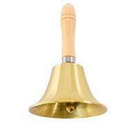 MrMrKura Super Loud Solid Brass Hand Call Bells with Wooden Handle for Church, Hotel, School, Service, Wedding (Medium)