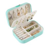 MrMrKura Travel Jewelry Case, Small Jewelry Box Organizer PU Leather Portable 2 Layer Storage Holder Box for Rings Earrings Necklaces, Gifts for Women (Green)