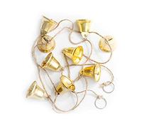 MrMrKura Vintage Jingle Bells Hanging String, 9 Polished Brass Bell Decorative Hanging Wind Chimes Decoration Gifts for Home and Garden Decor (Polished Brass Bells)