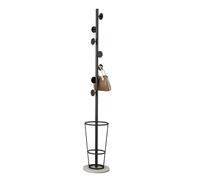 MRMRMNR Metal Coat Rack Freestanding Clothes Rack Stand with Umbrella Holder and Natural Marble Base, Coat Tree Hanger for Entryway Office Bedroom Hallway, Tall : 175cm, Gold/Black