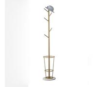 MRMRMNR Metal Coat Rack Freestanding Clothes Rack Stand with Umbrella Holder and Natural Marble Base, Coat Tree Hanger for Entryway Office Bedroom Hallway, Tall : 175cm, Gold/Black