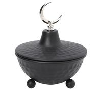 MRMSMH Round Metal Decor Jar with Moon Finial Ramadan Trays with Lid Vintage Sugar Bowl Turkish Decorative Candy Jar for Party Home Kitchen Decor (Silver)