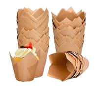 MRNHA 120 Counts Natural Tulip Cupcake Liners Muffin Liners for Baking Cups, Parchment Paper Muffin Liners Holders, Tulip Cupcake Liners