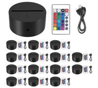 MRNHA 15 Sets 3D Night LED Light Lamp Base 16 Colors LED Light Display Base with Remote Control USB Light Base for Acrylic
