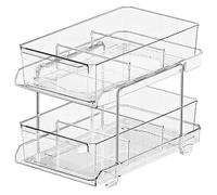 MRNHA 2 Tier Bathroom Organizer Slide-Out Clear Storage Container With Dividers For Bathroom And Kitchen Counter